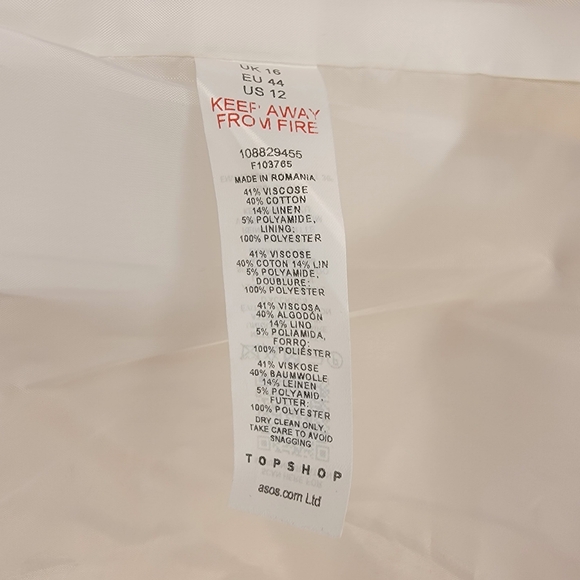 NWT Topshop Women's  Paisley Jacquard Blazer in Gold Size 12 - Picture 8 of 8